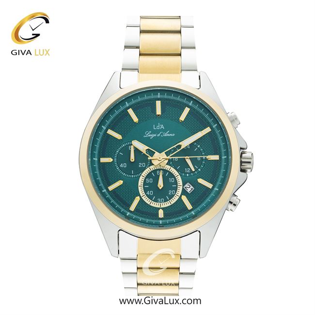 ساعت مچی اورجینال مردانه LdA سه موتوره کرنوگراف نقره ای-طلایی | طلایی-نقره ای| سبز| کد رفرنس 2495